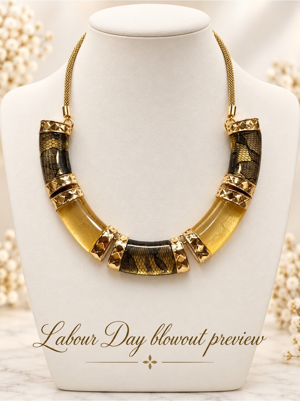 Gold and Black Luxe Statement Necklace by